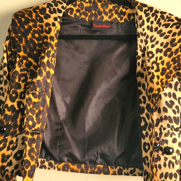 Voodoo Vixen Faux Leopard Crop Jacket Size Medium - Picture 7 of 8